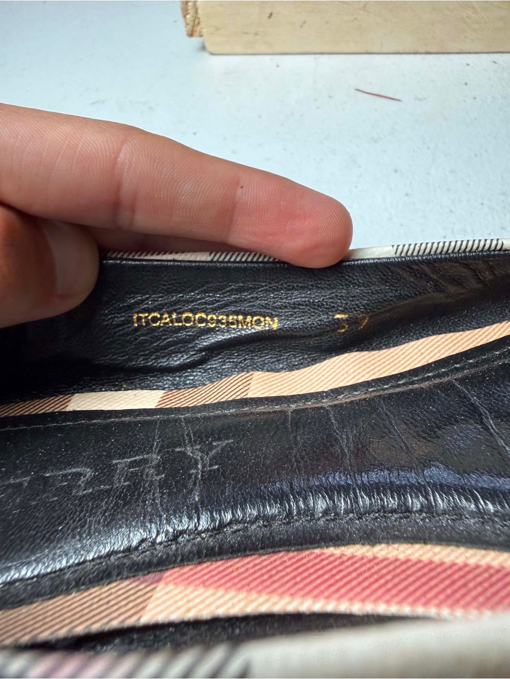Burberry London Classic Tan Tartan Novacheck Black Cap Toe Ballet Flat Sz 39 / 9 - Picture 13 of 15